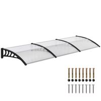 outsunny marquesina para puertas y ventanas proteccion exterior tejadillo policarbonato transparente 300x96 cm   aosom espana