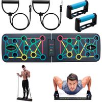placa de entrenamiento de flexiones soporte curvo con mango antideslizante y 2 cuerdas de traccion aparato de entrenamiento de