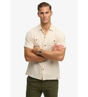 superdry para hombre m4011123a camisa merchant textured beige m casual algodon manga corta
