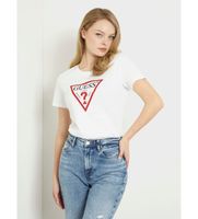 guess para mujer w1yi1bi3z14 camiseta logotipo triangulo blanco s casual algodon manga corta