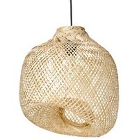 lampara colgante moderna pantalla de bambu de forma irregular estilo boho tejida sala de estar comedor iluminacion natural gurabo