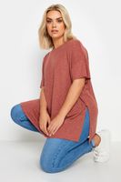 yours camiseta amplia terracota con lino mujer curvy y tallas grandes yours