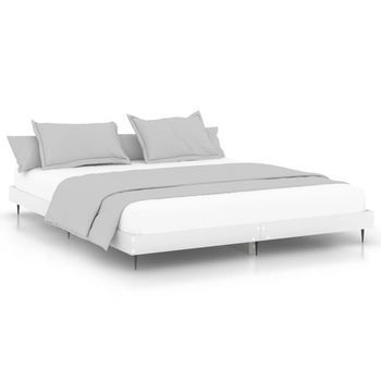 Cama Matrimonial | Cama Para Adultos | Estructura De Cama Madera Contrachapada Blanca 150x200 Cm