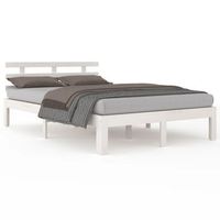 cama matrimonial  cama para adultos  estructura de cama madera maciza blanco tamano king 150x200 cm