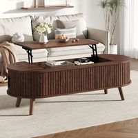 mesa de centro elevable de 120 x 50 cm almacenaje oculto color nogal