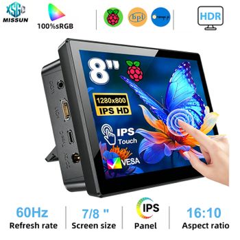 Monitor Táctil MISSUN de 7/8 Pulgadas para Raspberry Pi 5 4 3, 1280x800, HDMI, USB, con Altavoz y Ventilador, Compatible con Raspberry Pi y Orange Pi