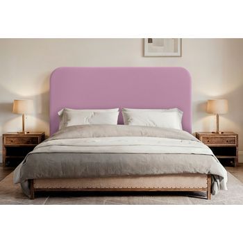 Dhome Cabecero Rosa Curvo Con Patas Tapizado En Polipiel 90cm Altura 125cm Para Pared Acústico Absorbente Cabezal Cama Dormitorio (rosa, 90cm)