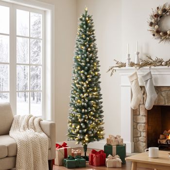 Árbol De Navidad De Pvc Homcom 180 Cm - Verde Y Blanco