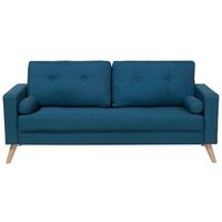 sofa tapizado en tela azul con botones 2 plazas con dos lados kalmar
