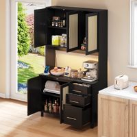 vitrina alta en efecto madera y ratan iluminacion led lista
