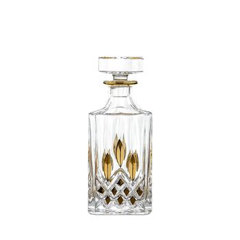 Jarra de whisky de cristal con detalles dorados, 700 ml