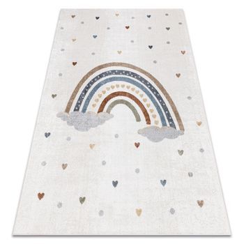 Alfombra Bono 724 Arco Iris, Corazón Crema / Gris Claro 160x220 Cm