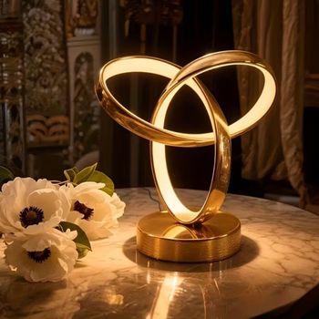 Lámpara de Mesa LED Moderna con Forma de Trébol, Lámpara de Noche, Tres Colores con Atenuación Infinita, Adecuada para Dormitorios, Comedores, Salas de Estar, Cafeterías