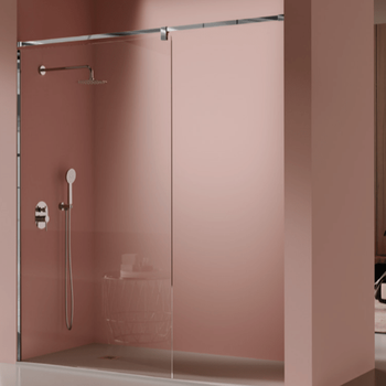 Panel Fijo De Ducha Fresh Salomon Straight Cromado  118 - 119 Cm Cristal Transparente