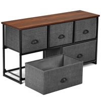 costway organizador con 5 cajones con estructura en hierro para dormitorio armario entrada pasillo negro y gris oscuro 100 x 30 x 535 cm