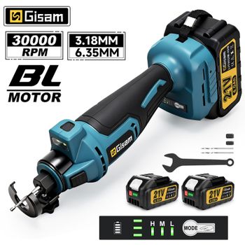 Herramienta de corte de paneles de yeso eléctrica sin escobillas Gisam, sierra rotativa de 3 velocidades para madera, paneles de yeso y sheetrock, compatible con batería Makita de 18V.
