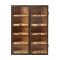 estanteria de madera de abeto con 2 puertas de vidrio