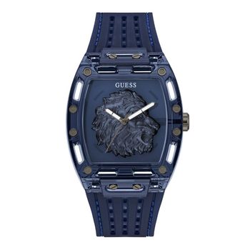 Guess Reloj Hombre Caja De Policarbonato Pulsera Silicona De Color Azul Resistente Al Agua 5 Atm Gw0959g1