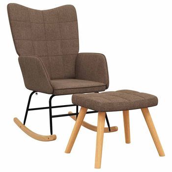 Silla Mecedora Con Reposapiés Tela Marrón Vidaxl