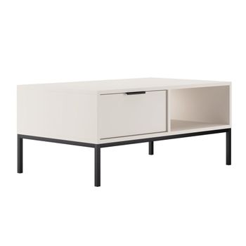 Mesa de centro 100 cm patas negras tableros de partículas blanco