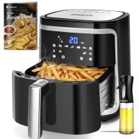 aigostar freidora de aire sin aceite 7l1900w pantalla led tactil 7 funciones preestablecidas  mantener caliente y modo manual libro de recetas y pulverizador de aceite incluido libre de bpa