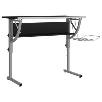 Mesa De Dibujo | Mesa De Escritorio | | Escritorio De Despacho Madera Y Acero Negro Y Gris 110x53x(58-87) Cm