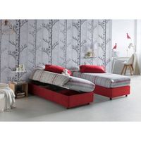 talamo italia cama individual y media con contenedor silvia sommier made in italy cama con revestimiento de tela apertura lateral con colchon de 120x190 cm incluido rojo