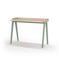escritorio melamina y haya roble patas verde 81x111x50