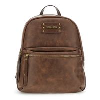 mochila efecto piel vintage con bolsillo frontal con cremallera brown