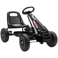 aiyaplay kart a pedales go-kart para ninos asiento regulable neumaticos eva embrague manual y freno 110 x 61 x 62 cm negro   aosom espana