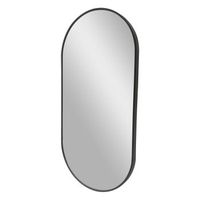 espejo de pared para el bano corato aluminio eliptica 40 x 80 cm negro encasa