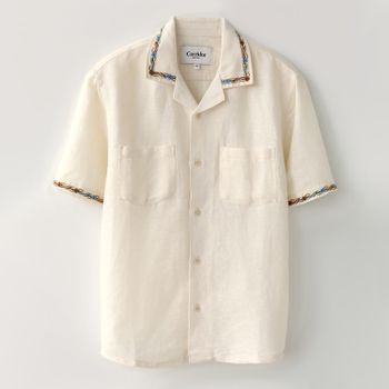 Corridor Embroidered Camp Collar Linen-Blend Shirt - XL