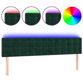 Cabecero Cama | Panel De Cabecera Con Led De Terciopelo Gris Oscuro 160x5x78/88 Cm