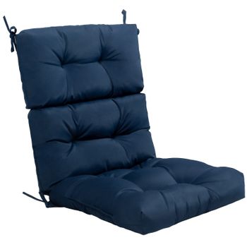 Costway Cojín para Silla de Respaldo Alto con Cinturones Antideslizantes Engrosada Poliéster Transpirable Interior Exterior Azul Marino