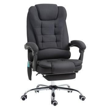 Vinsetto Silla de Oficina con 6 Puntos de Masaje Función de Calentamiento Reposapiés y Control Remoto 65x70x111-119 cm Negro