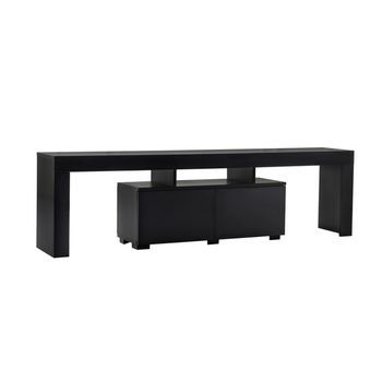 Mueble Tv Con Armarios De Madera Negra De 180 Cm Basi