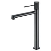 grifo monomando para lavabo alto en laton con acabado black gun metal mate