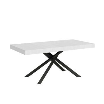 Mesa Extensible 80x160/244 Cm Karida Fresno Blanco Patas Antracita