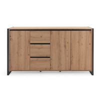 aparador bajo 3 puertas 3 cajones 160 cm - acabado madera clara