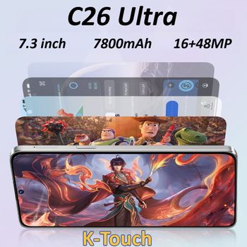 Teléfono Móvil K-Touch C26 Ultra, Smartphone Android 15, Pantalla de 7.3 Pulgadas, Cámara de 16+48MP, 22GB+2TB, Batería de 7800mAh, Desbloqueo Facial de Fábrica, Versión Global, Teléfonos Celulares