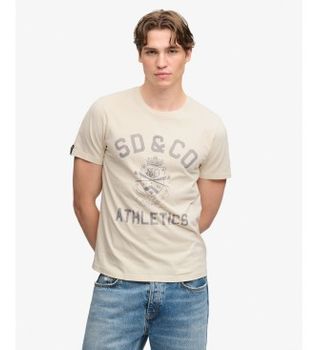 Superdry para hombre. M1012431A Camiseta Gothic Varsity beige (M), Casual, Algodón, Manga corta