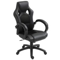 silla de ordenador juvenil ergonomica regulable con ruedas silla gaming negro 71x61x108-118 cm pupvc y tela de malla homcom   aosom espana
