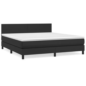Cama Box Spring Con Colchón Cuero Sintético Negro 160x200 Cm Vidaxl