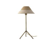 lampara de mesa con pantalla de fibra natural trenzada