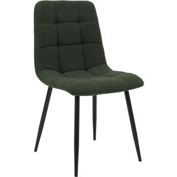 Silla De Comedor Antibes Tejido De Peluche Tela Verde 55x45x84 Cm Clp