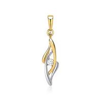 8 quilates colgante de oro blanco amarillo con circonita
