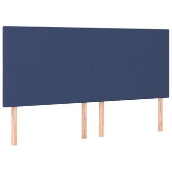 Cabecero Cama Mueble De Dormitorio Con Luces Led Tela 180 X 5 X 118/128 Cm Azul M02_0002247