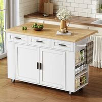 isla de cocina de 120 cm con encimera plegable ruedas bloqueables y almacenaje