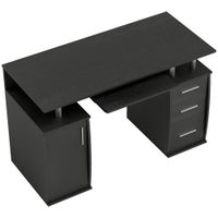 homcom escritorio de ordenador 120x55 cm con bandeja para teclado 3 cajones para dormitorio hogar negro   aosom espana