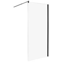 mampara de ducha de vidrio templado sin puerta negro 90 x 190 cm ahaus